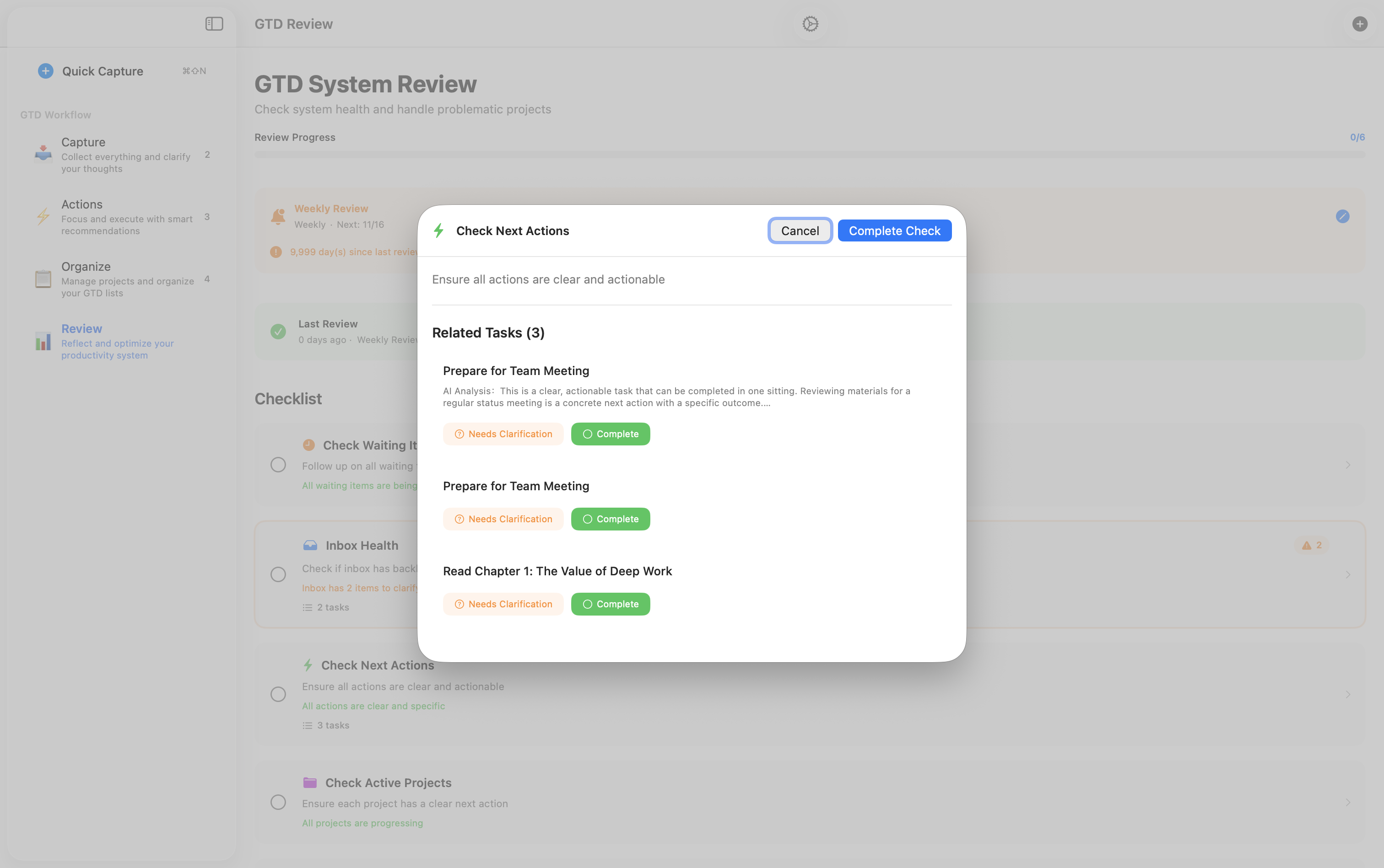 Mac Check Next Actions